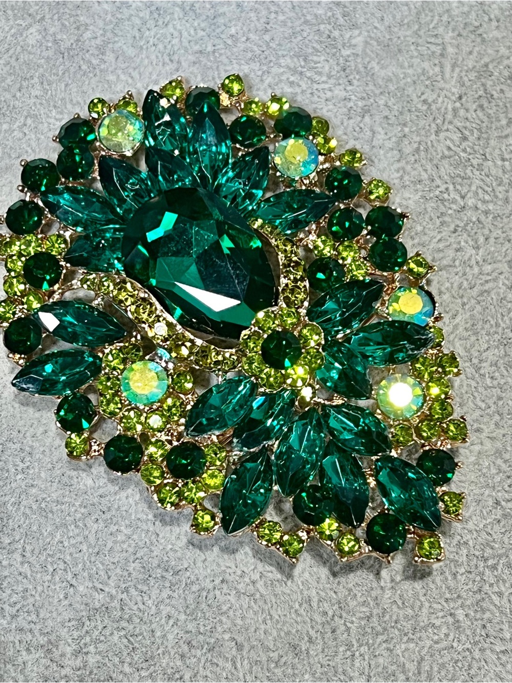 Emerald Green Crystal Floral Brooch - Women Jewelry